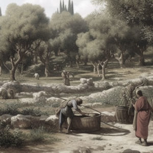 Romanos recolectando aceite de oliva a principios de siglo