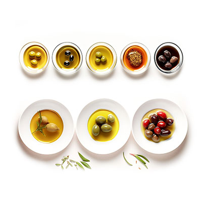 tipos-de-aceite-de-oliva presentado en ocho platos